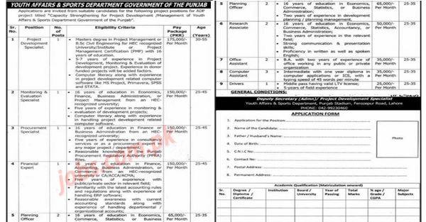 Youth Affairs & Sports Department Punjab Jobs 2023 for Planning ...
